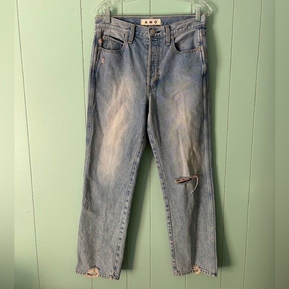 AMO Denim - AMO light wash faded distressed jeans denim womens Layla devotion size 28